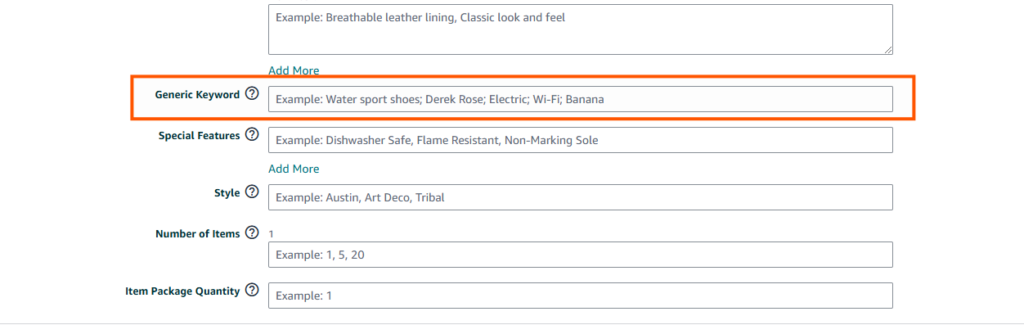 Amazon Backend Keywords Generic Keywords Item type keywords