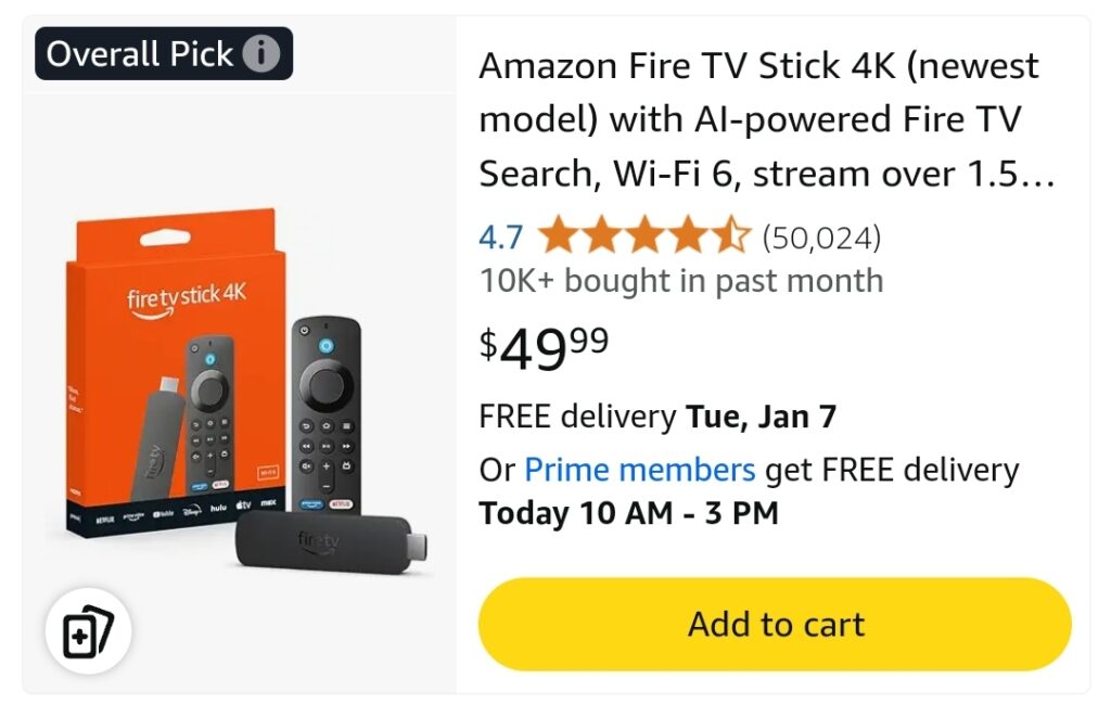 Amazon Fire TV Stick 4K AI Christmas Gift New Years Best Seller